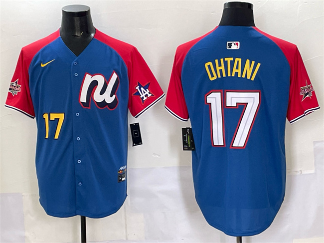 Men's National League #17 Shohei Ohtani Blue/Red Alternate 2025 All-Star Edition Limited Stitched Baseball Jersey